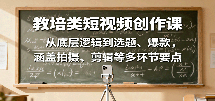 教培类短视频创作课：从底层逻辑到选题、爆款，涵盖拍摄、剪辑等多环节要点-顺彩轻创-资源网-最新项目分享网