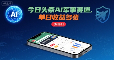 今日头条AI军事赛道，单日收益多张 ，手机可做【附指令】-顺彩轻创-资源网-最新项目分享网