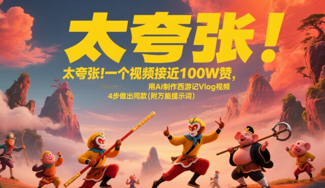太夸张！一个视频接近100W赞，用AI制作西游记Vlog视频，全流程拆解来了(附万能提示词)-顺彩轻创-资源网-最新项目分享网