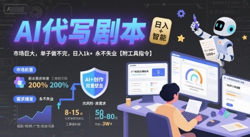 AI代写剧本，市场巨大，单子做不完，日入1k+ 永不失业【附工具指令】-顺彩轻创-资源网-最新项目分享网