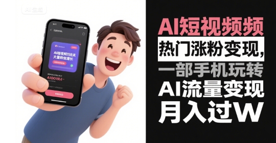 AI短视频热门涨粉变现，一部手机玩转AI流量变现，月入过W-顺彩轻创-资源网-最新项目分享网