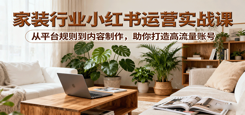 小红书家装行业运营实战课：从平台规则到内容制作，助你打造高流量账号-顺彩轻创-资源网-最新项目分享网