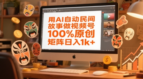 用AI自动民间故事做视频号，100%原创，矩阵日入1k+-顺彩轻创-资源网-最新项目分享网