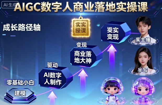 AIGC数字人商业落地实操课，从零基础小白到AI数字人大神-顺彩轻创-资源网-最新项目分享网