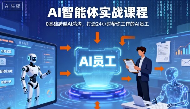Ai智能体实战课程，0基础跨越Ai鸿沟，打造24小时帮你工作的Ai员工，打破常规，以实战定义Ai-顺彩轻创-资源网-最新项目分享网