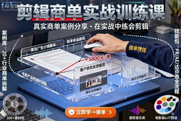 剪辑商单实战训练课，真实商单案例分享，在实战中练会剪辑-顺彩轻创-资源网-最新项目分享网