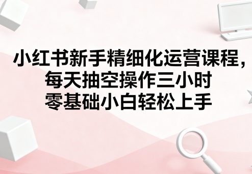 小红书新手精细化运营课程，每天抽空操作三小时，零基础小白轻松上手-顺彩轻创-资源网-最新项目分享网