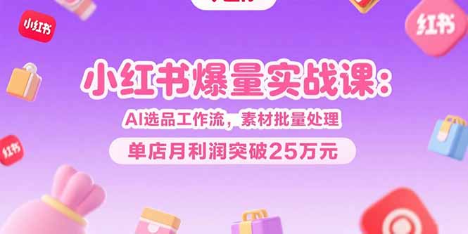 小红书爆量实战课：AI选品工作流，素材批量处理，单店月利润突破25万元-顺彩轻创-资源网-最新项目分享网