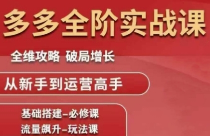拼多多全阶实战课程，全维攻略，破局增长，从新手到运营高手-顺彩轻创-资源网-最新项目分享网