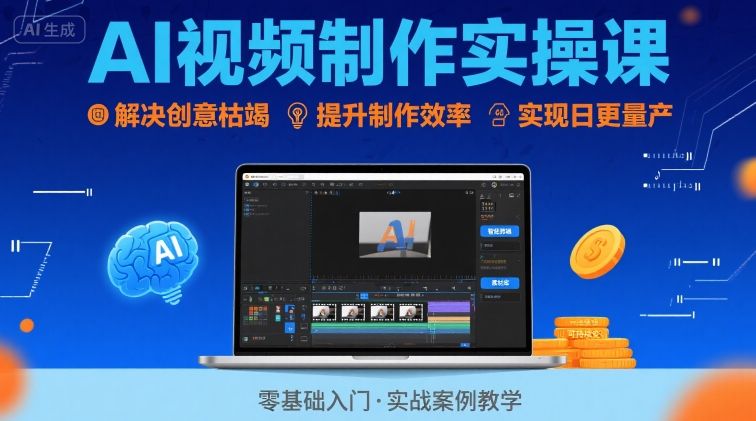 Ai视频制作实操课，解决创意枯竭、效率低下痛点，实现日更量产可持续变现-顺彩轻创-资源网-最新项目分享网