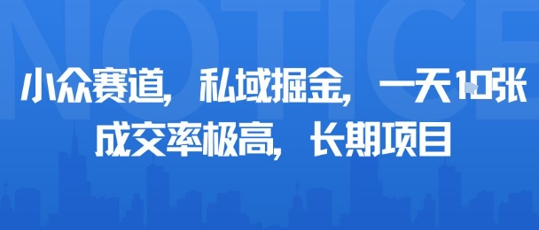 小众赛道，私域掘金，一天多张，成交率极高，长期项目-顺彩轻创-资源网-最新项目分享网