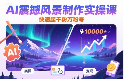 AI震撼风景制作实操课，快速起千粉万粉号-顺彩轻创-资源网-最新项目分享网