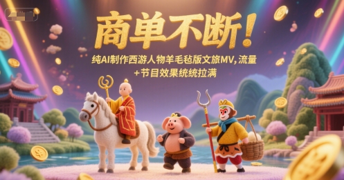 商单不断！纯AI制作西游人物羊毛毡版文旅MV，流量+节目效果统统拉满-顺彩轻创-资源网-最新项目分享网