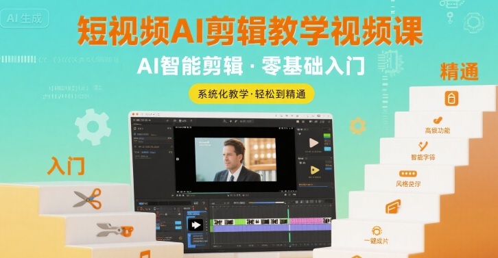 短视频AI剪辑教学视频课，入门到精通-顺彩轻创-资源网-最新项目分享网
