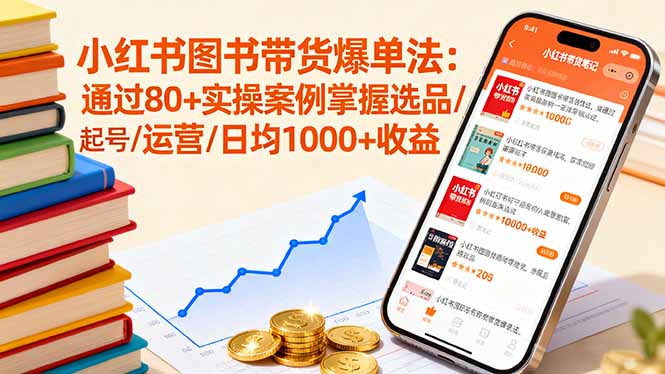小红书图书带货爆单法：通过80+实操案例掌握选品/起号/运营/日均1000+收益-顺彩轻创-资源网-最新项目分享网