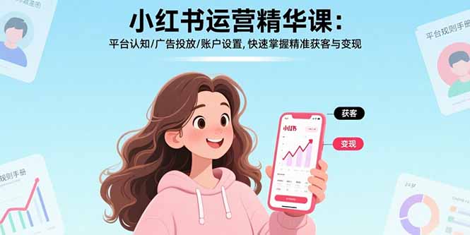小红书运营精华课：平台认知/广告投放/账户设置,快速掌握精准获客与变现-顺彩轻创-资源网-最新项目分享网