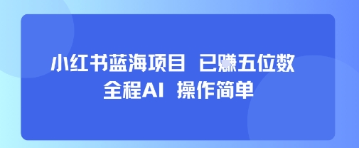 小红书蓝海项目，全程AI，操作简单，已挣五位数-顺彩轻创-资源网-最新项目分享网