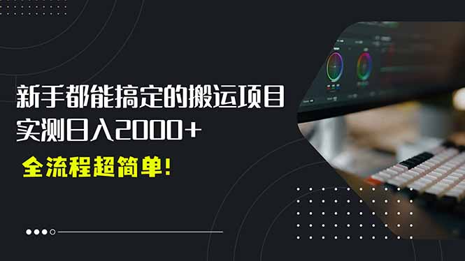 平台主动扶持的新风口，0基础轻松起号，搬运剪辑日入2000+！-顺彩轻创-资源网-最新项目分享网