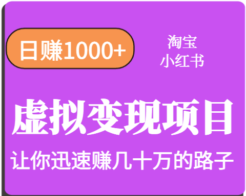 淘宝OR小红书虚拟变现，日赚1000+，多账号操作年收入几十W不等-顺彩轻创-资源网-最新项目分享网