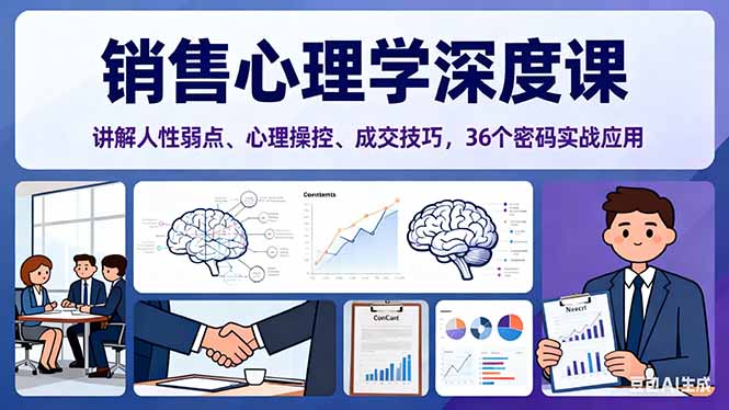 销售心理学深度课，讲解人性弱点、心理操控、成交技巧，36个密码实战应用-顺彩轻创-资源网-最新项目分享网