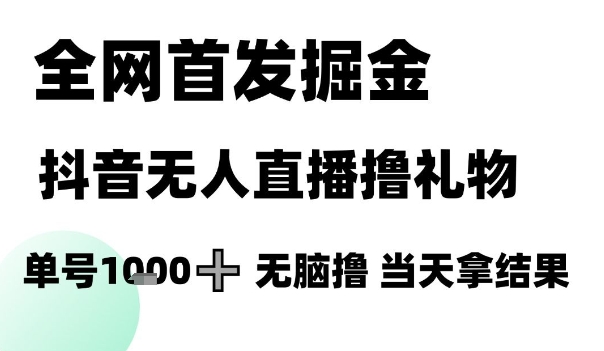 全网首发掘金抖音无人直播撸礼物，单号1k +无脑撸，当天拿结果【揭秘】-顺彩轻创-资源网-最新项目分享网