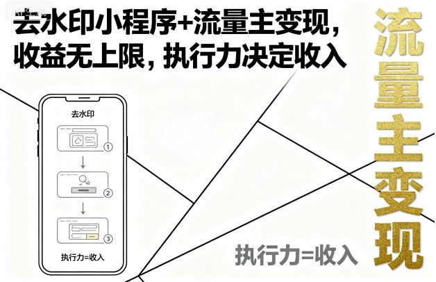 去水印小程序+流量主变现，收益无上限，执行力决定收入-顺彩轻创-资源网-最新项目分享网