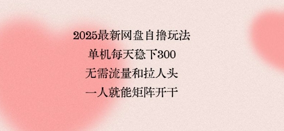 2025最新网盘自撸玩法，单机每天稳下3张，无需流量和拉人头，一个人就可轻松矩阵，全网独一份【揭秘】-顺彩轻创-资源网-最新项目分享网
