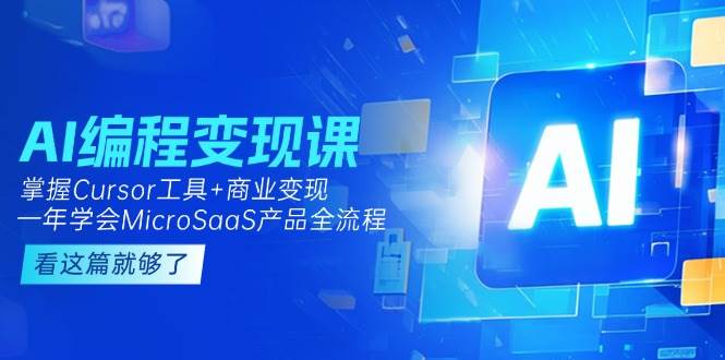 AI编程变现课：掌握Cursor工具+商业变现，一年学会MicroSaaS产品全流程-顺彩轻创-资源网-最新项目分享网