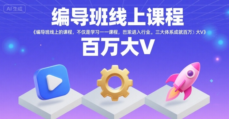 编导班线上课程，不仅是学习一门课程，更是进入一个行业，三大体系成就百万大V-顺彩轻创-资源网-最新项目分享网