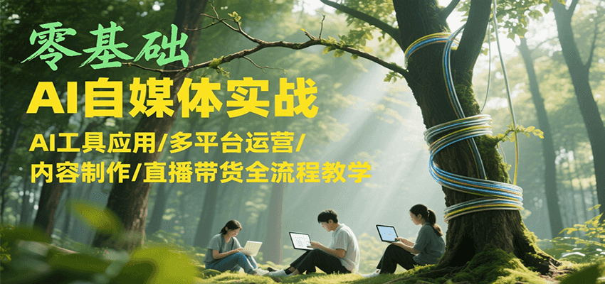 零基础AI自媒体实战，AI工具应用/多平台运营/内容制作/直播带货全流程教学-顺彩轻创-资源网-最新项目分享网