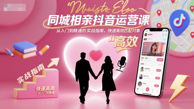 同城相亲抖音运营课，从入门到精通的实战指南，快速高效匹配对象-顺彩轻创-资源网-最新项目分享网