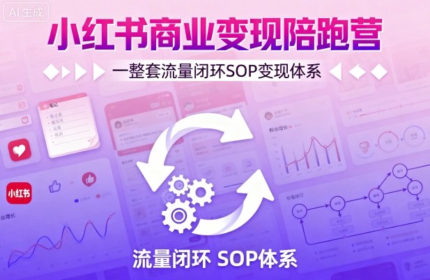 小红书商业变现陪跑营，轻IP矩阵 私域获客 聚光投流，一整套流量闭环SOP变现体系-顺彩轻创-资源网-最新项目分享网