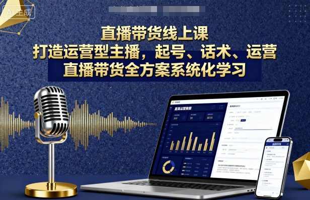 直播带货线上课，打造运营型主播，起号、话术、运营，直播带货全方案系统化学习-顺彩轻创-资源网-最新项目分享网