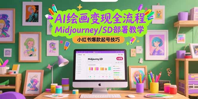 AI绘画变现全流程，Midjourney/SD部署教学，小红书爆款起号技巧-顺彩轻创-资源网-最新项目分享网