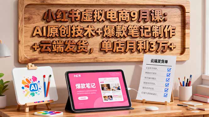 小红书虚拟电商9月课:AI原创技术+爆款笔记制作+云端发货,单店月利3万+-顺彩轻创-资源网-最新项目分享网