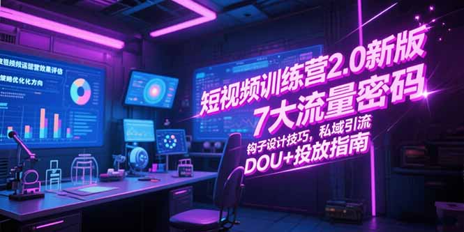 短视频训练营2.0新版，7大流量密码/钩子设计技巧/私域引流/DOU+投放指南-顺彩轻创-资源网-最新项目分享网