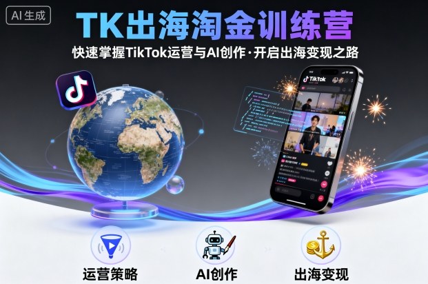 TK出海淘金训练营，助你快速掌握TikTok运营与AI创作，开启出海变现之路-顺彩轻创-资源网-最新项目分享网