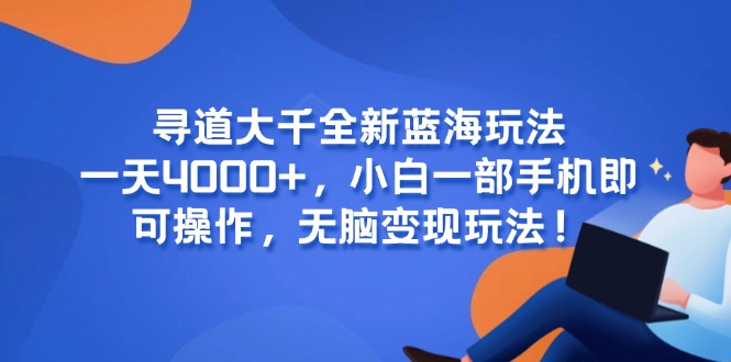 寻道大千全新蓝海玩法，一天4000+，小白一部手机即可操作，无脑变现玩法！-顺彩轻创-资源网-最新项目分享网