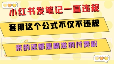 小红书发笔记一直违规，套用这个公式不仅不违规，来的还都是精准的付费粉-顺彩轻创-资源网-最新项目分享网
