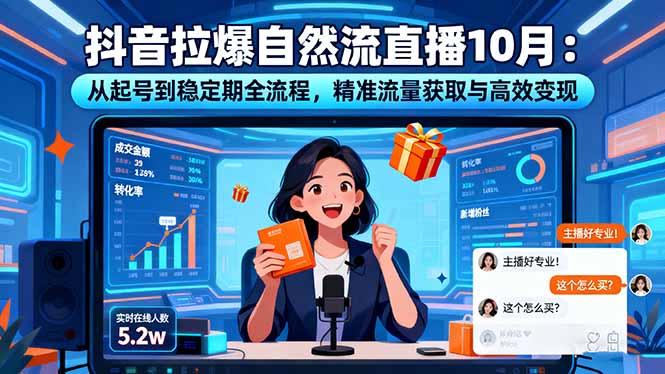 抖音拉爆自然流直播10月：从起号到稳定期全流程，精准流量获取与高效变现-顺彩轻创-资源网-最新项目分享网