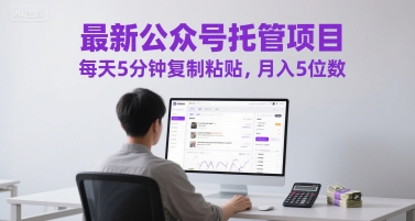 最新公众号托管项目，每天5分钟复制粘贴，月入5位数【揭秘】-顺彩轻创-资源网-最新项目分享网