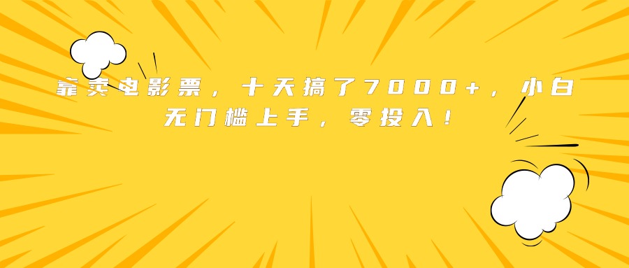 靠卖电影票，十天搞了7000+，小白无门槛上手，零投入！-顺彩轻创-资源网-最新项目分享网