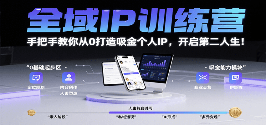 全域IP训练营，手把手教你从0打造吸金个人IP，开启第二人生！-顺彩轻创-资源网-最新项目分享网