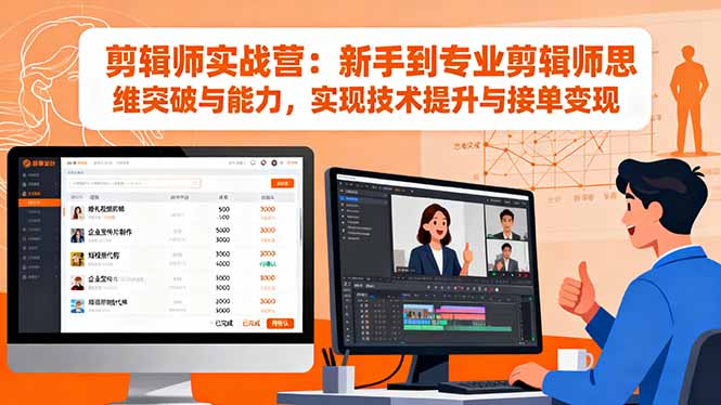 剪辑师实战营:新手到专业剪辑师思维突破与能力,实现技术提升与接单变现-顺彩轻创-资源网-最新项目分享网