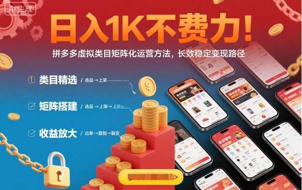 日入1K不费力！拼多多虚拟类目矩阵化运营方法，长效稳定变现路径-顺彩轻创-资源网-最新项目分享网