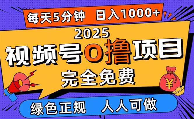 2025视频号0撸项目，5分钟一个号，日入1000+，人人可做-顺彩轻创-资源网-最新项目分享网