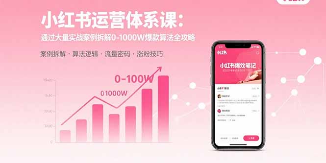 小红书运营体系课：通过大量实战案例拆解0-1000W爆款算法全攻略-顺彩轻创-资源网-最新项目分享网
