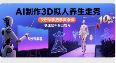 Ai制作3D拟人养生走秀，3分钟手把手教会你，快速起千粉万粉号-顺彩轻创-资源网-最新项目分享网