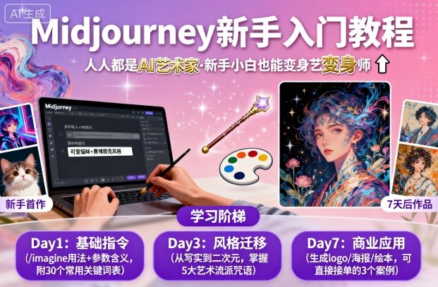 midjourney新手入门教程：人人都是AI艺术家，新手小白也能变身艺术大师-顺彩轻创-资源网-最新项目分享网