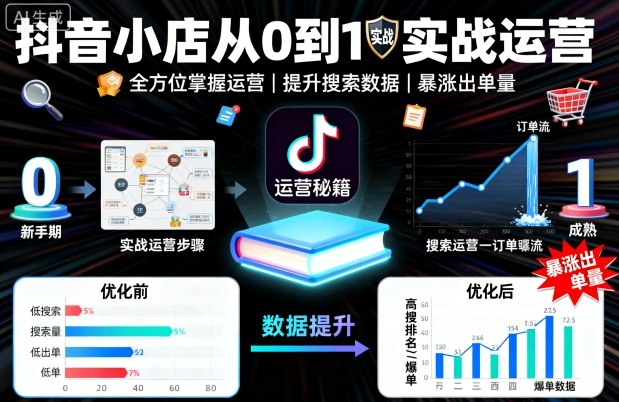 抖音小店从0到1实战运营，帮你全方位掌握小店运营，提升搜索数据与出单量-顺彩轻创-资源网-最新项目分享网